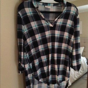 Plaid High Low Top